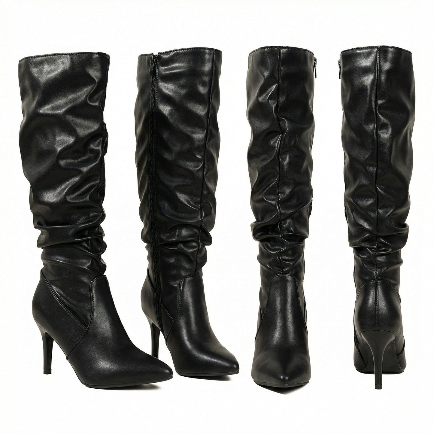 Damen High Heels Stiefel Gerafft
