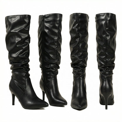 Damen High Heels Stiefel Gerafft
