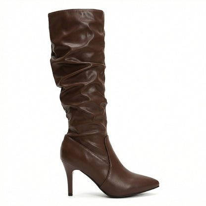 Damen High Heels Stiefel Gerafft