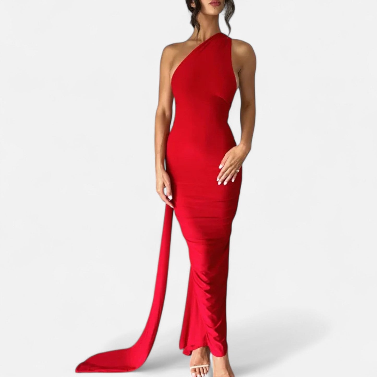 Damen Neckholder Maxikleid Ein Schulter Sommerkleid