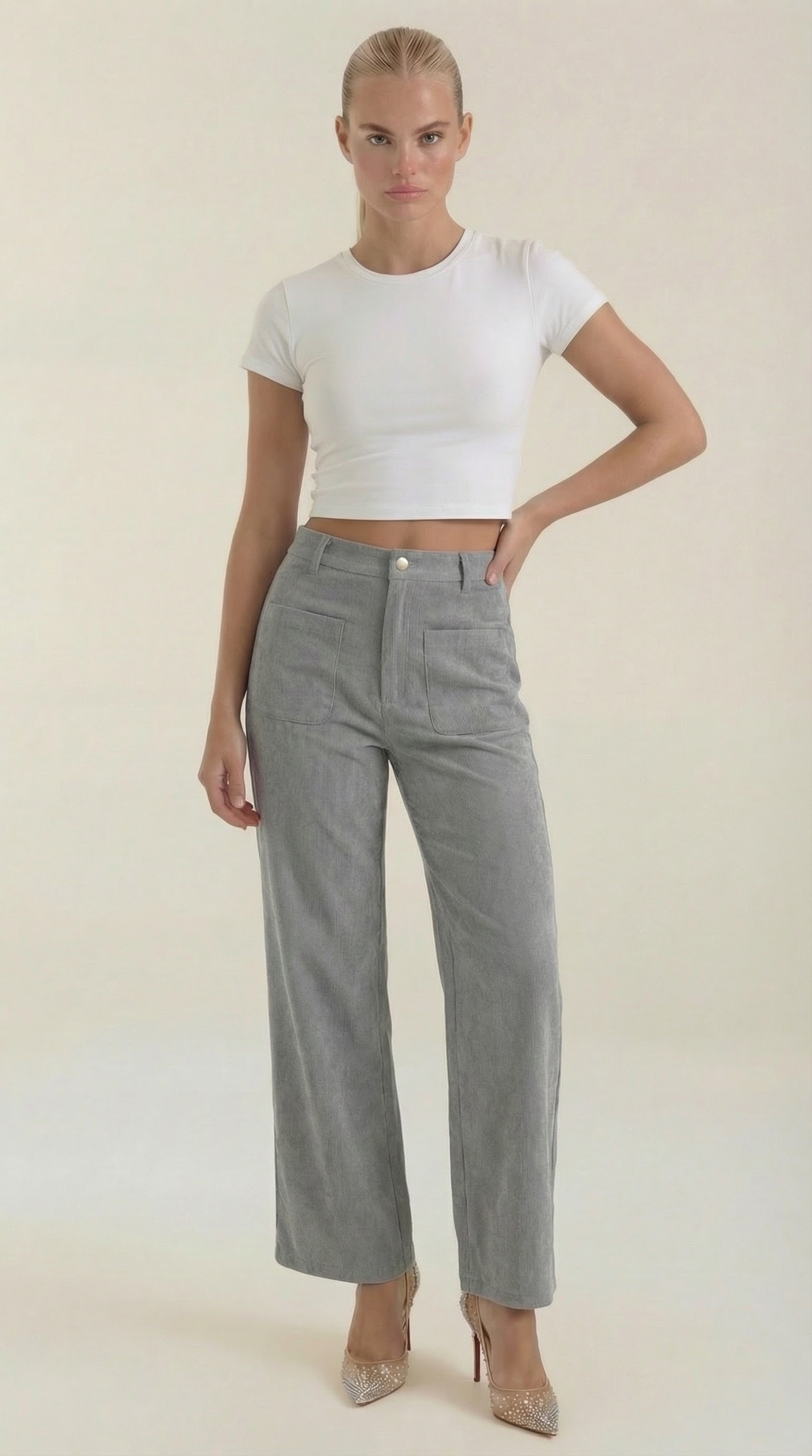 Damen Cordhose Elastisch Bequem Schwarz - Norvielle