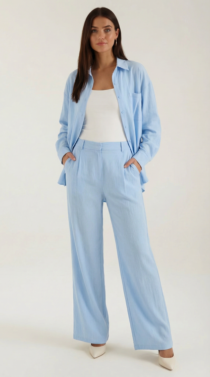 Damen Hemd-Hose-Set Knöpfe Elegant - Norvielle
