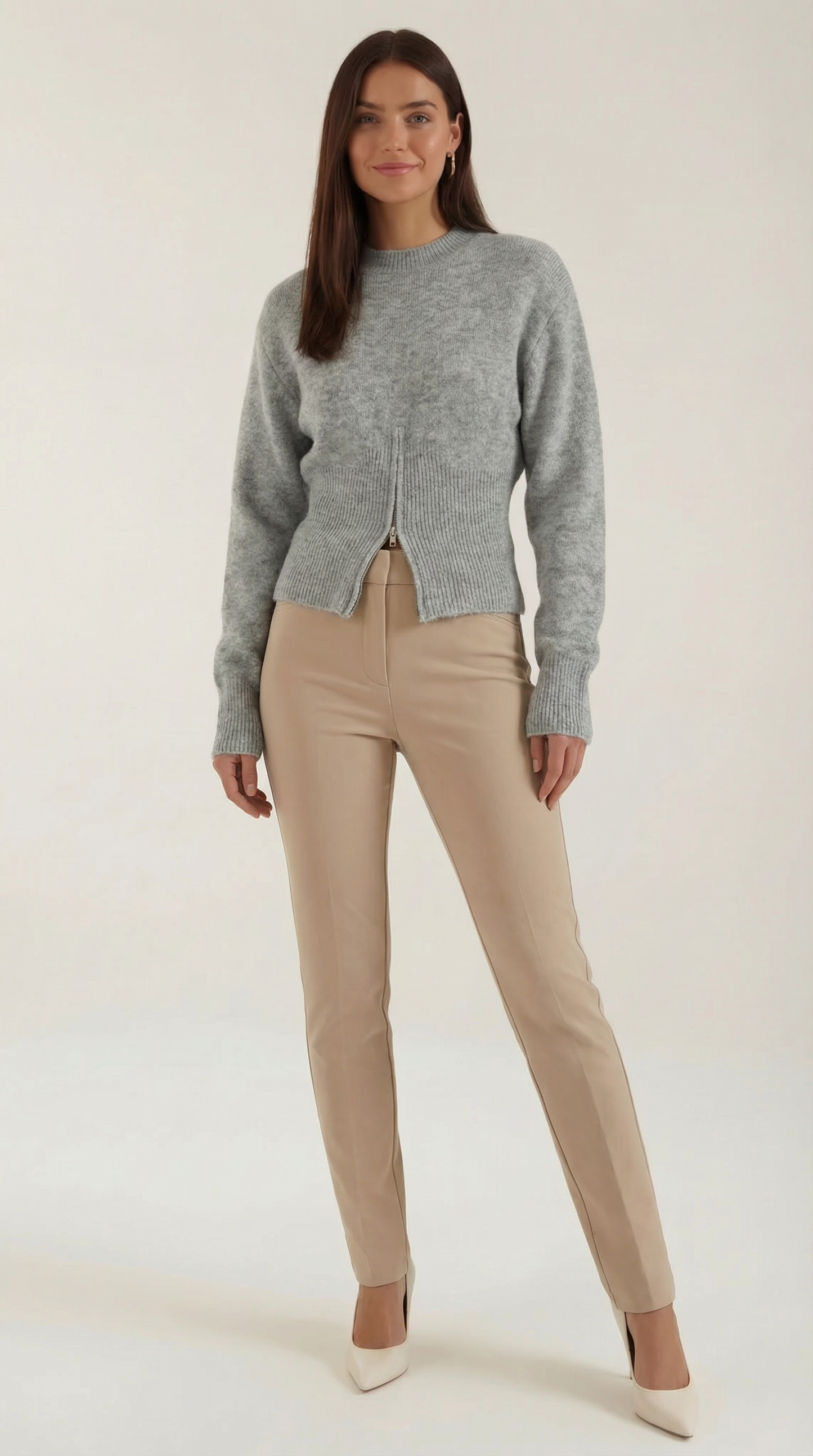 Damen Strickpullover Halbzip Warm aus Wolle Bequem - Norvielle