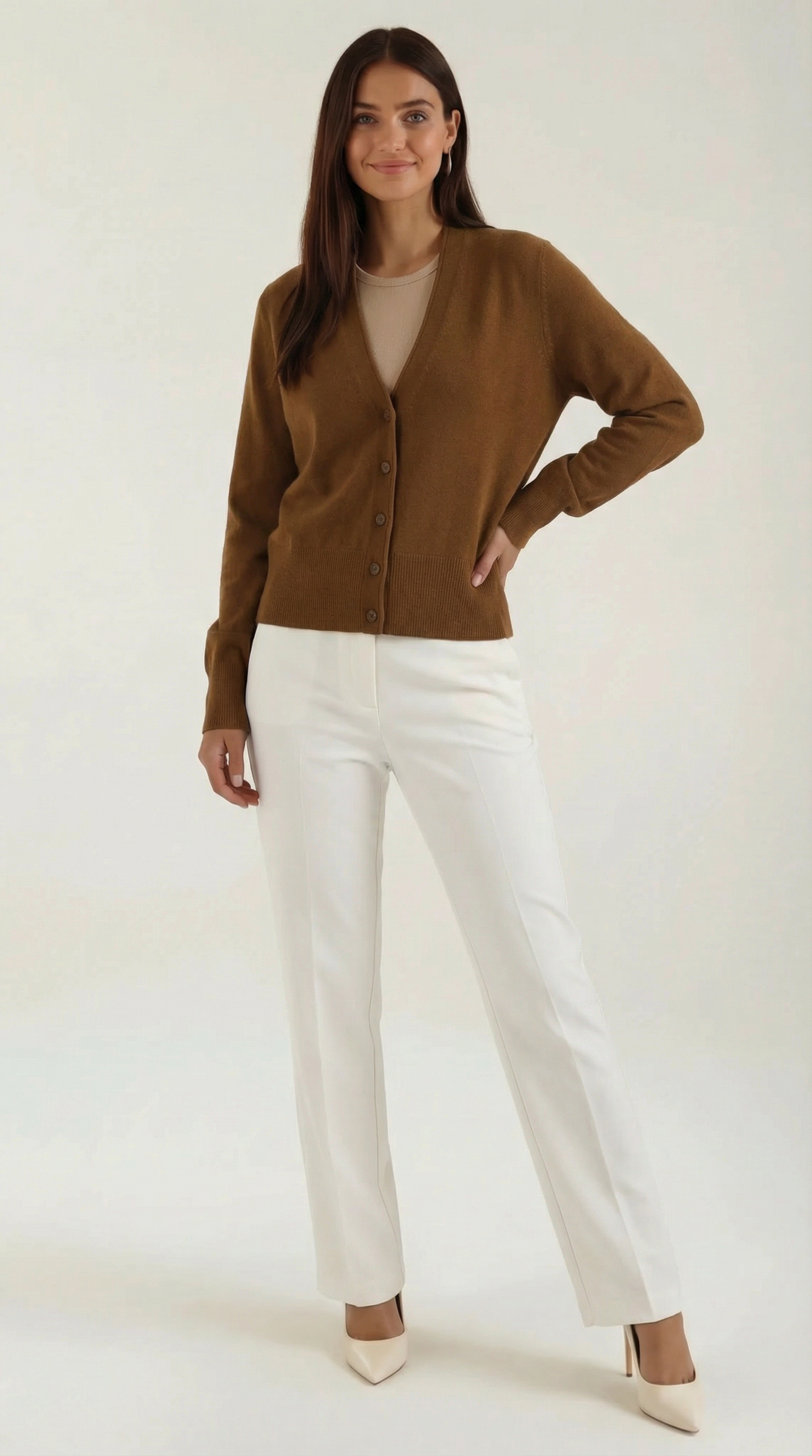 Damen Strick-Cardigan V-Ausschnitt Weich - Norvielle