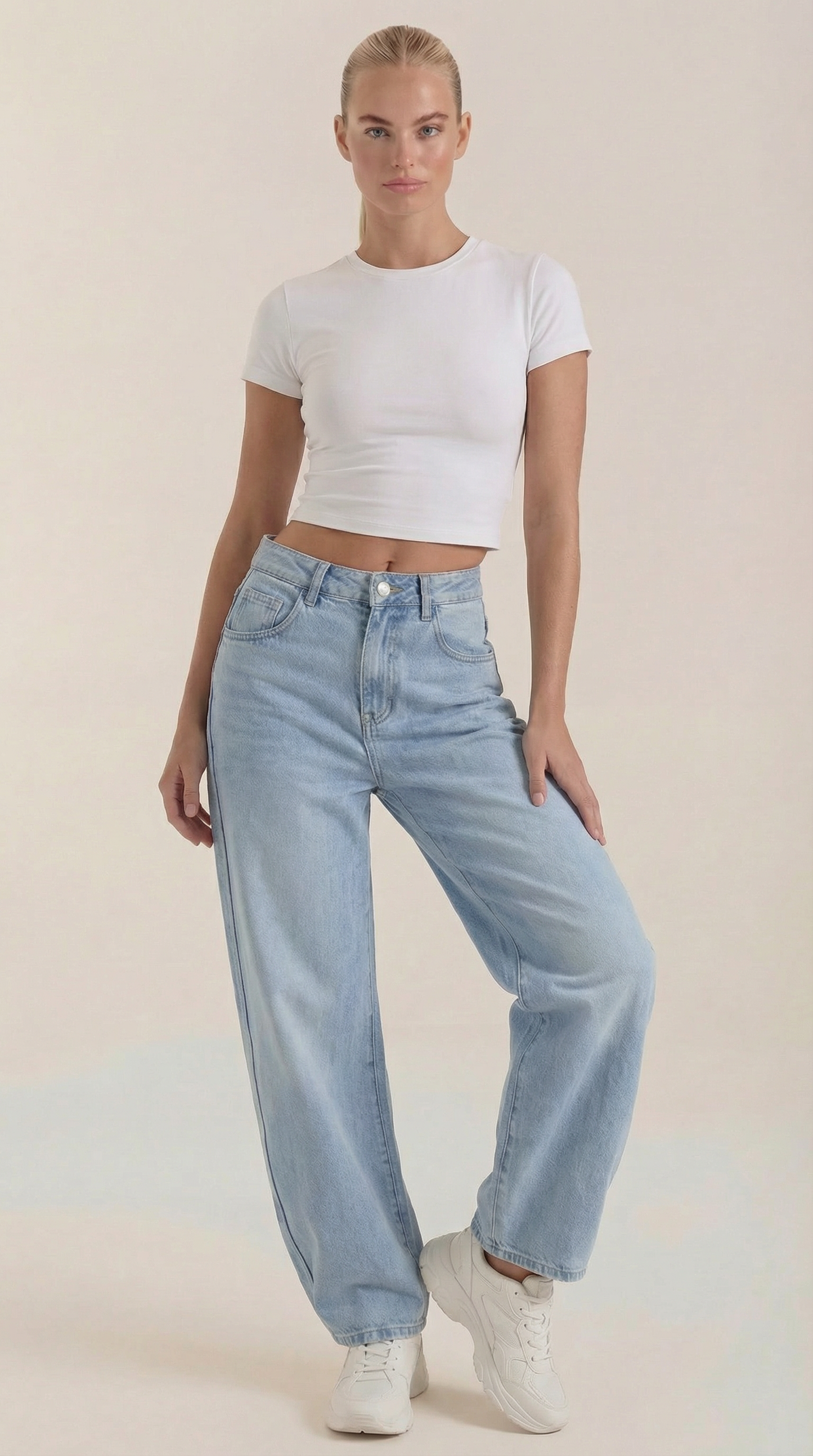 Damen Jeans Weite Bein Bequem Breit - Norvielle