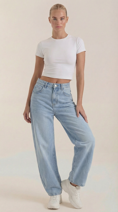 Damen Jeans Weite Bein Bequem Breit - Norvielle