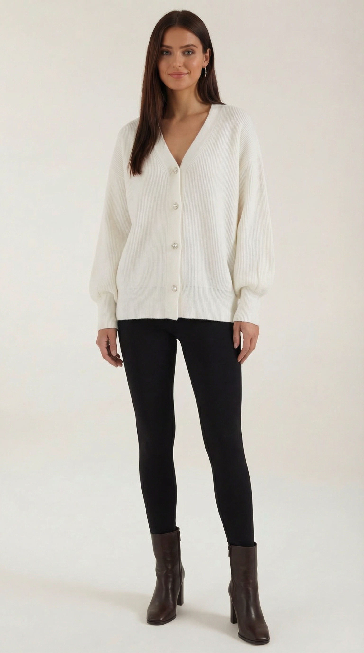 Damen Strickcardigan Weich Perlmuttknöpfe - Norvielle