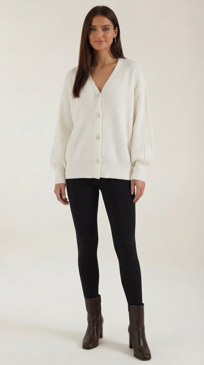 Damen Strickcardigan Weich Perlmuttknöpfe - Norvielle