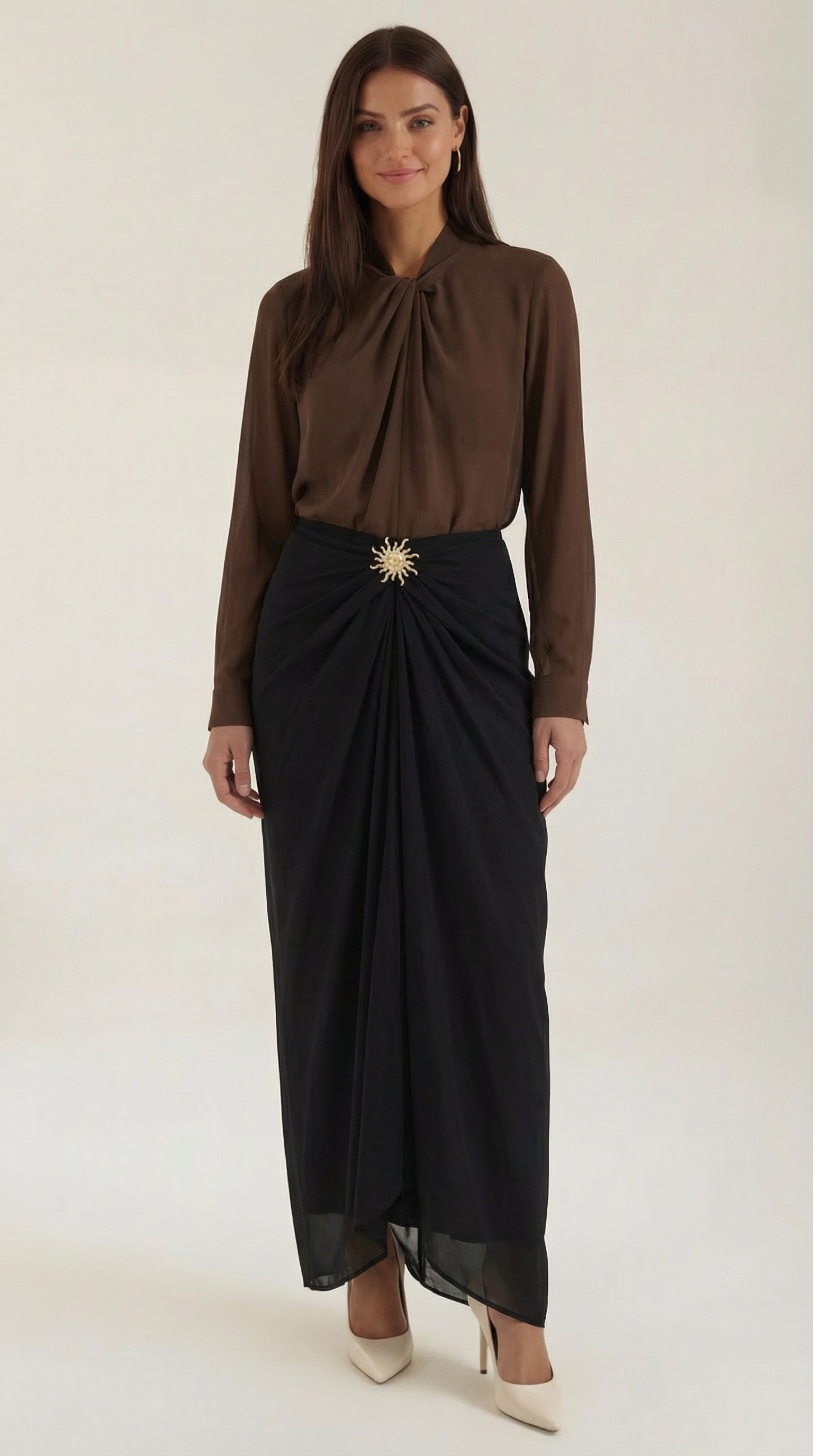Damen Stehkragen Bluse Kurzarm Eleganz - Norvielle