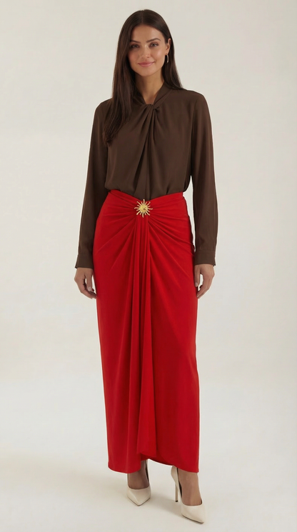 Geraffter Damen Midirock Kurz Modisch - Norvielle