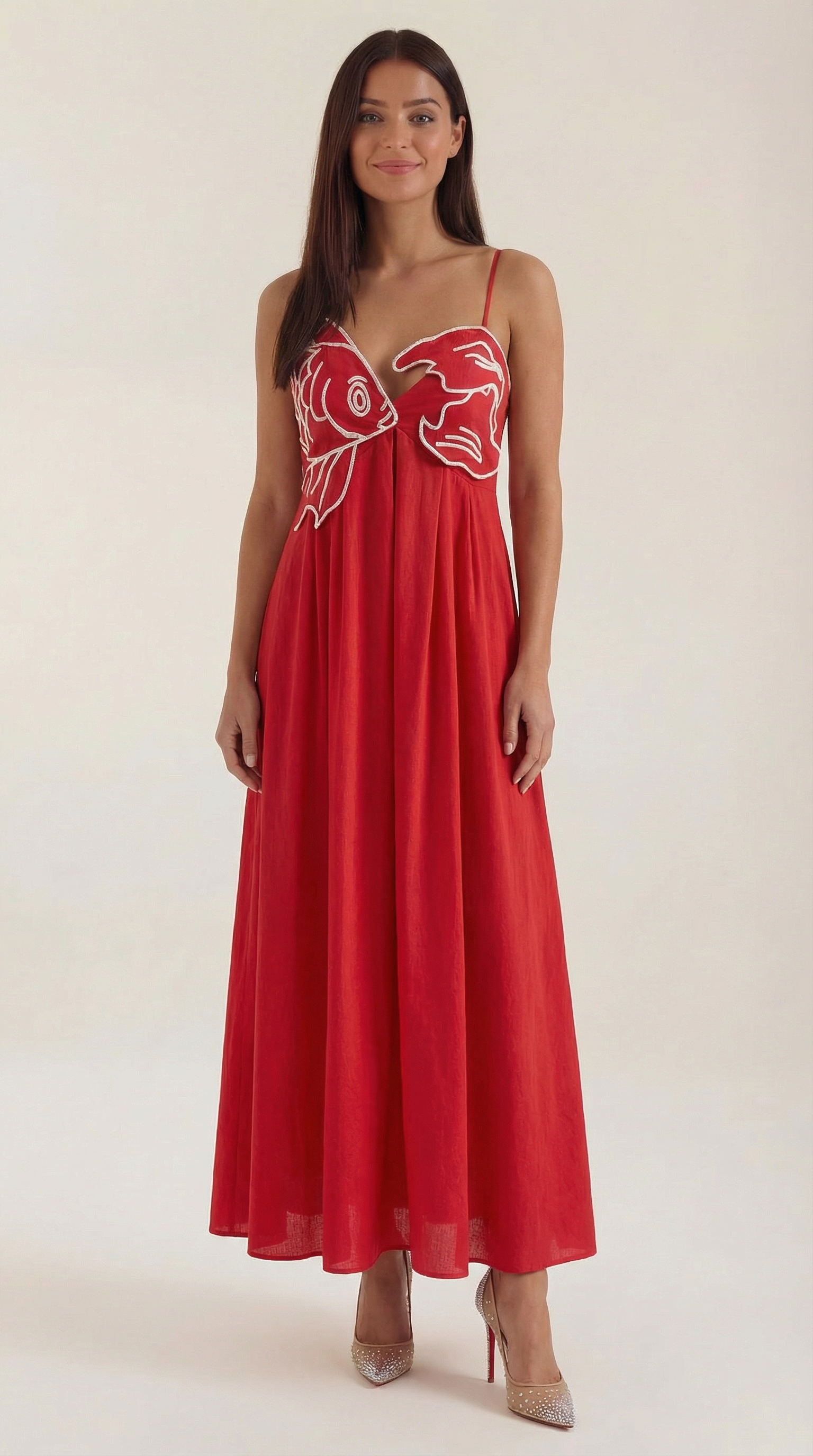 Damen Maxikleid Bestickt Langärmlig Sommerkleid - Norvielle