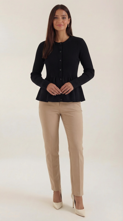 Damen Cardigan Schößchen Knöpfe - Norvielle