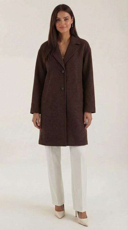 Damen Oversized Mantel Lang Schwarz - Norvielle