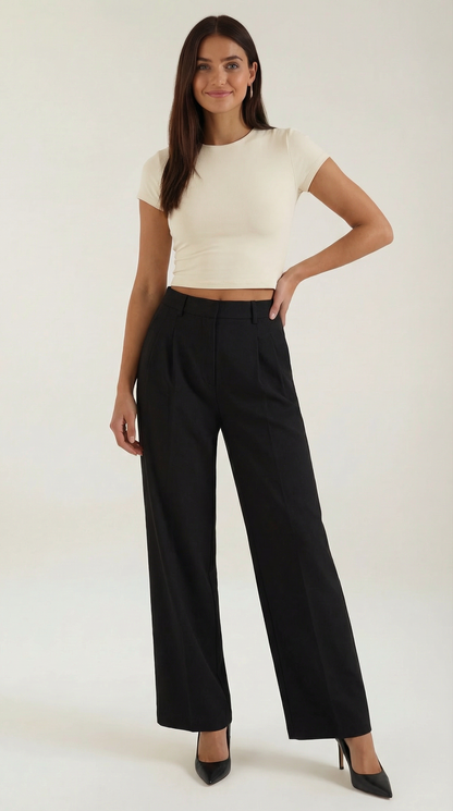 Damenhose Gerade Geschnitten Plissiert Elegant - Norvielle
