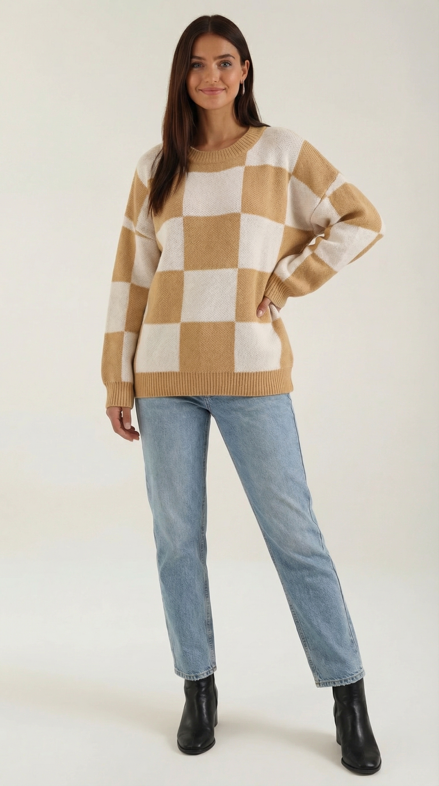 Damen Karierter Strickpullover Modern - Norvielle