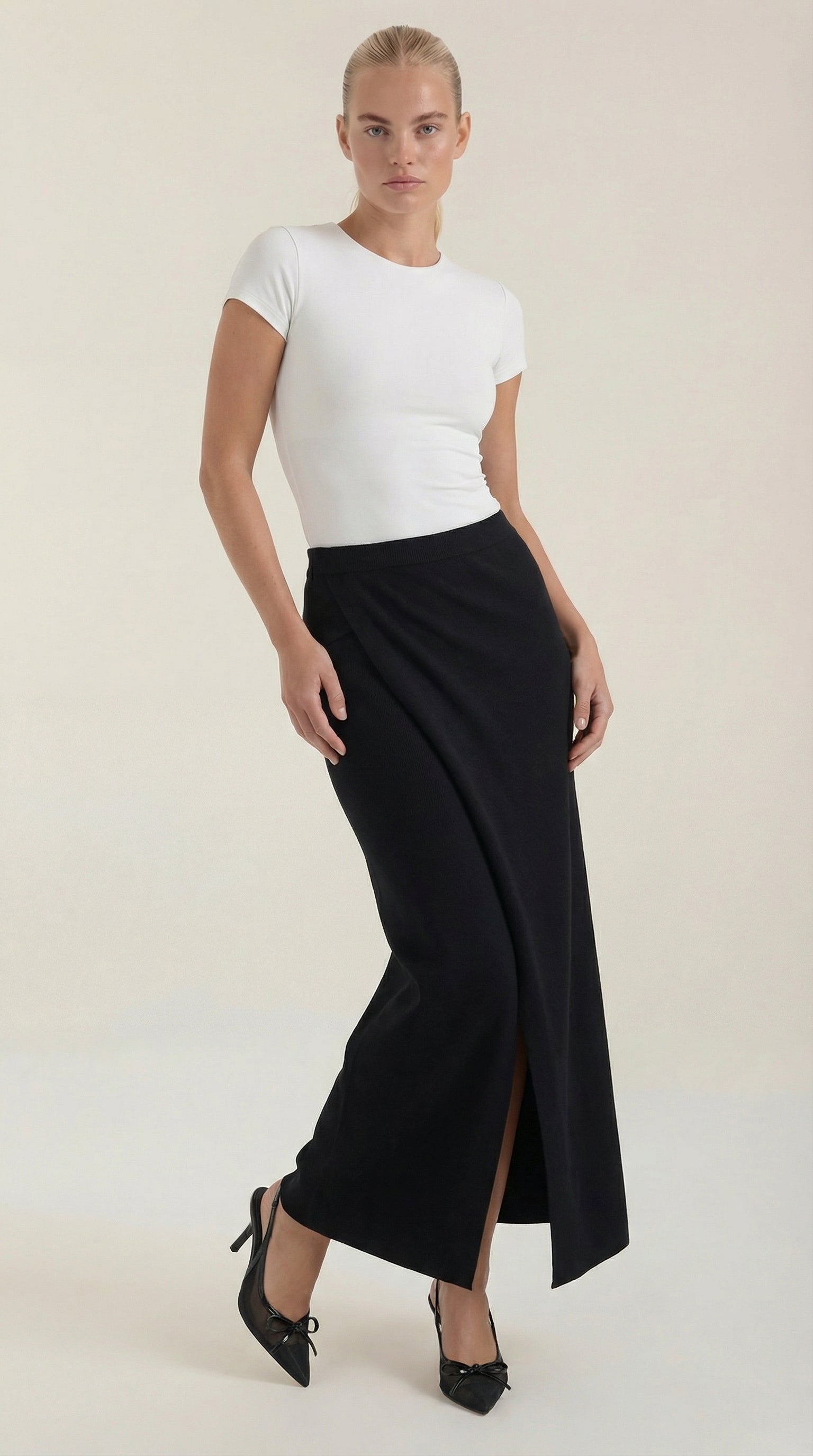 Damen Midirock Wickelrock Strick Modern - Norvielle