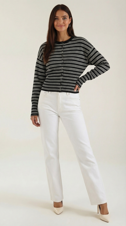 Damen Cardigan Streifen Modern - Norvielle