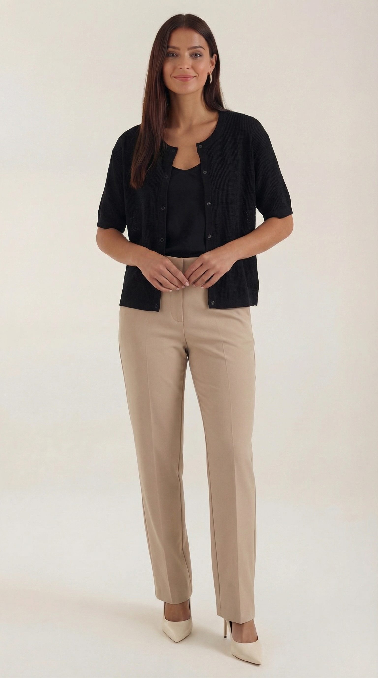 Damen Cardigan Kurzarm Weich Beige - Norvielle