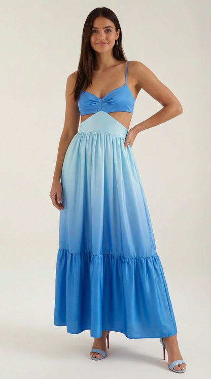 Damen Maxikleid Tiefes Dekolleté Elegant - Norvielle