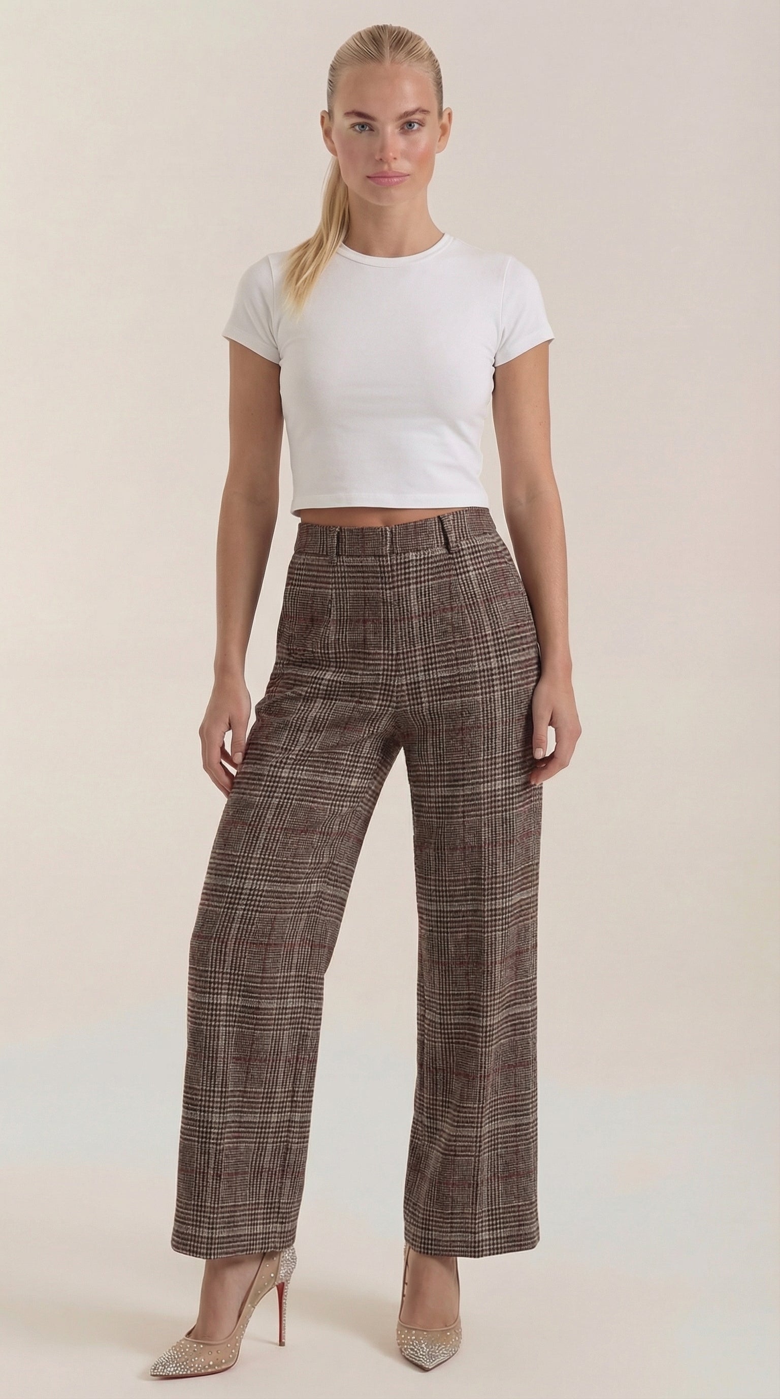 Damen Karohose Weite Bein Schwarz - Norvielle