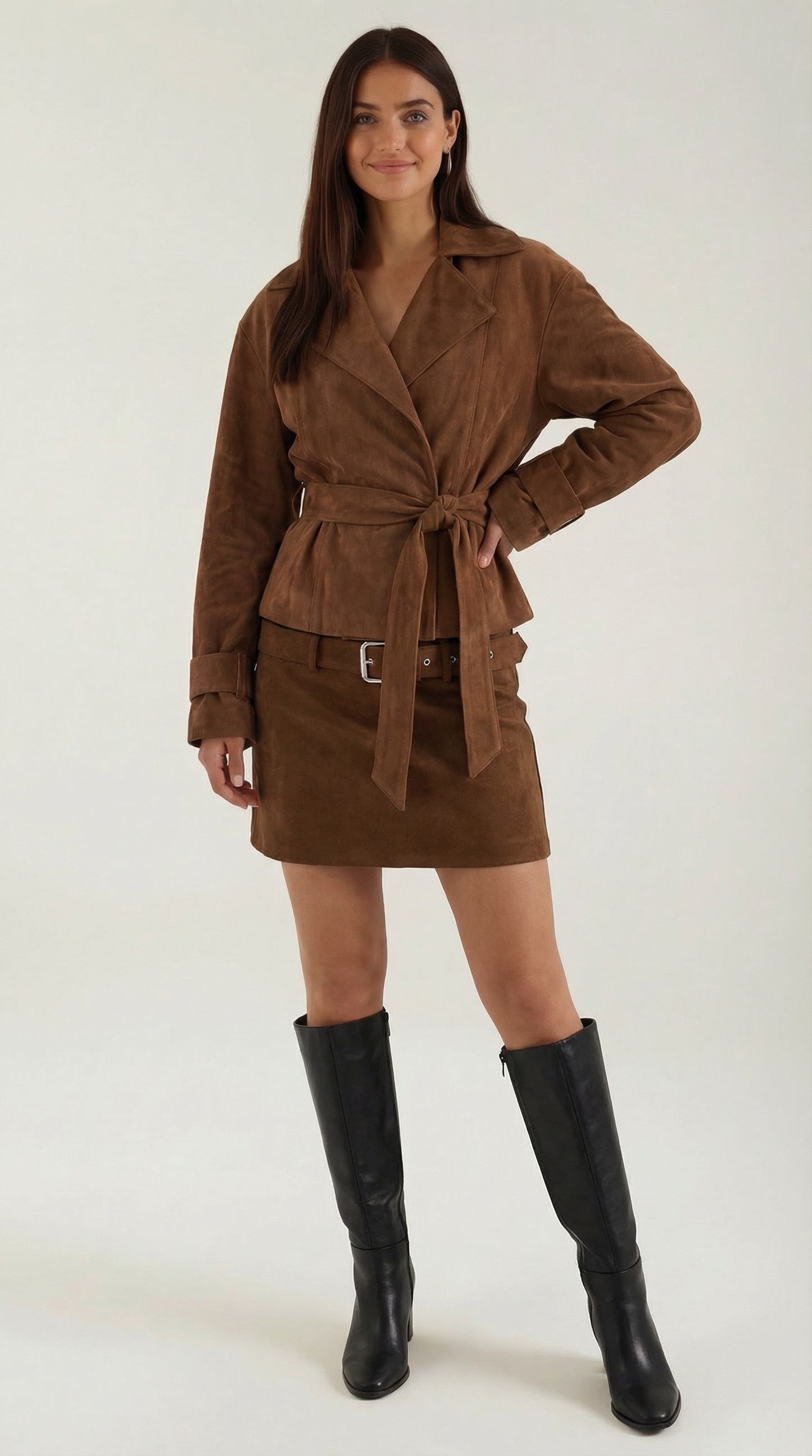 Damen Minirock Gürtel Modern Schwarz - Norvielle