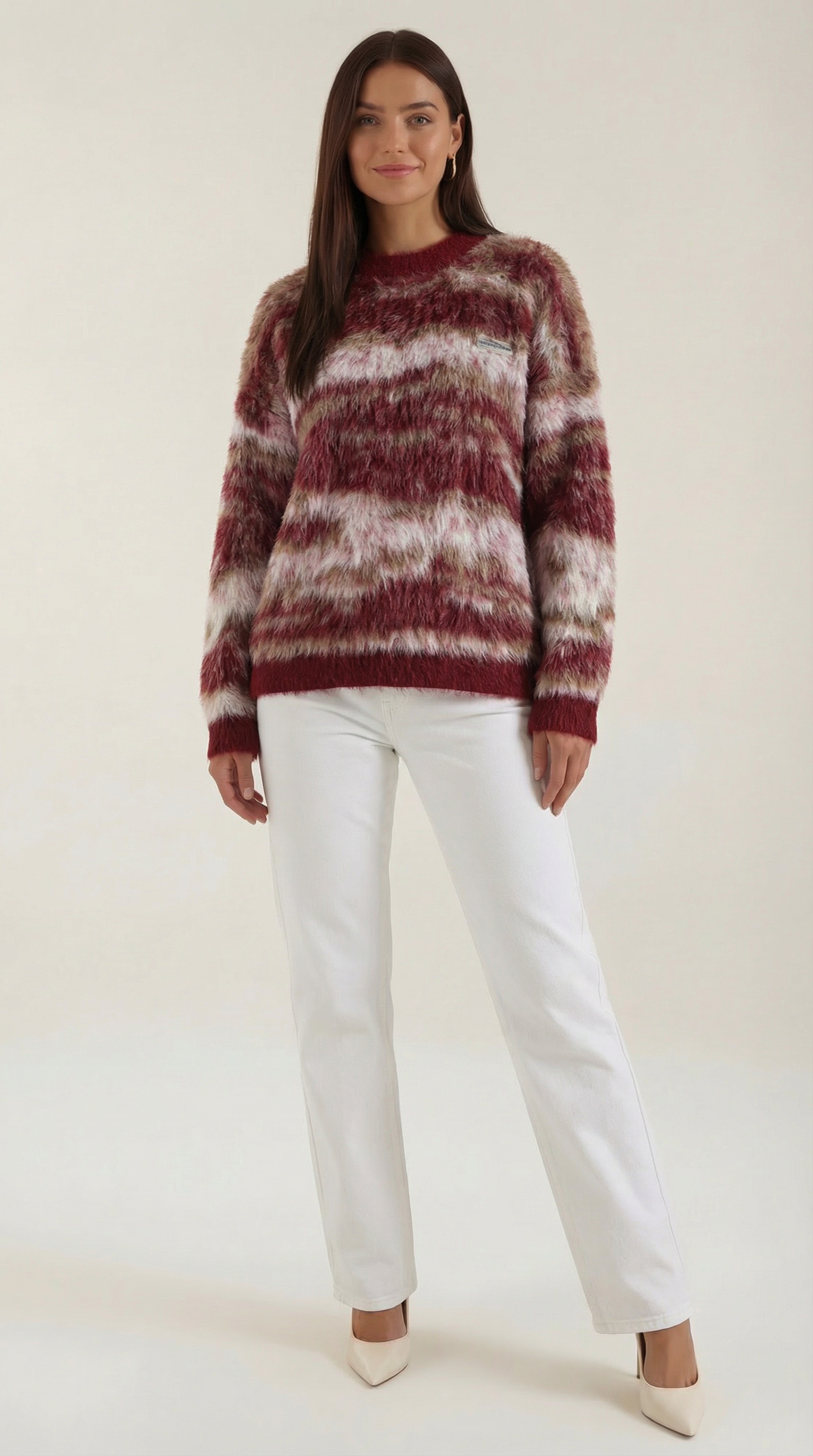 Damen Langarm Strickpullover Muster Modern - Norvielle
