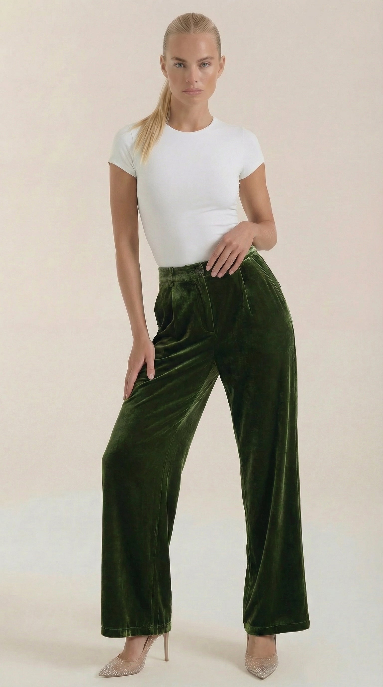 Damen Samthose Weite Bequem - Norvielle