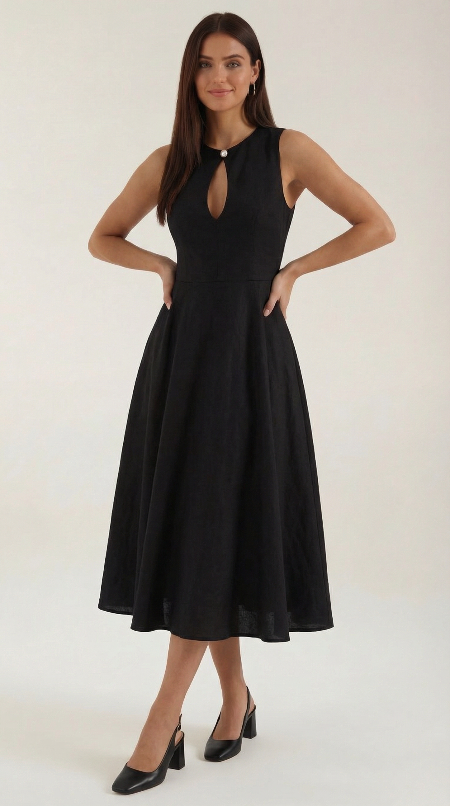 Damen Midi-Kleid Cut-Out-Design Modern - Norvielle