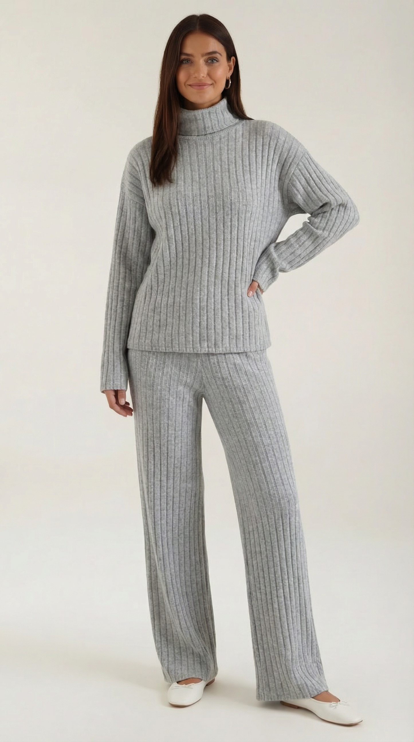 Damen Rippstrick Lounge Set Bequem Komfortabel - Norvielle