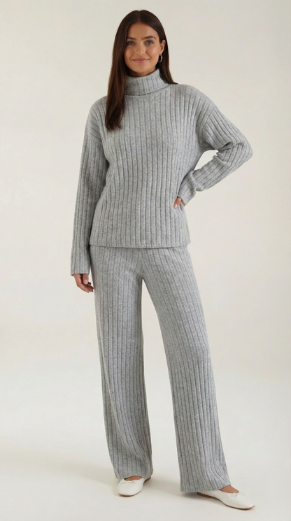 Damen Rippstrick Lounge Set Bequem Komfortabel - Norvielle