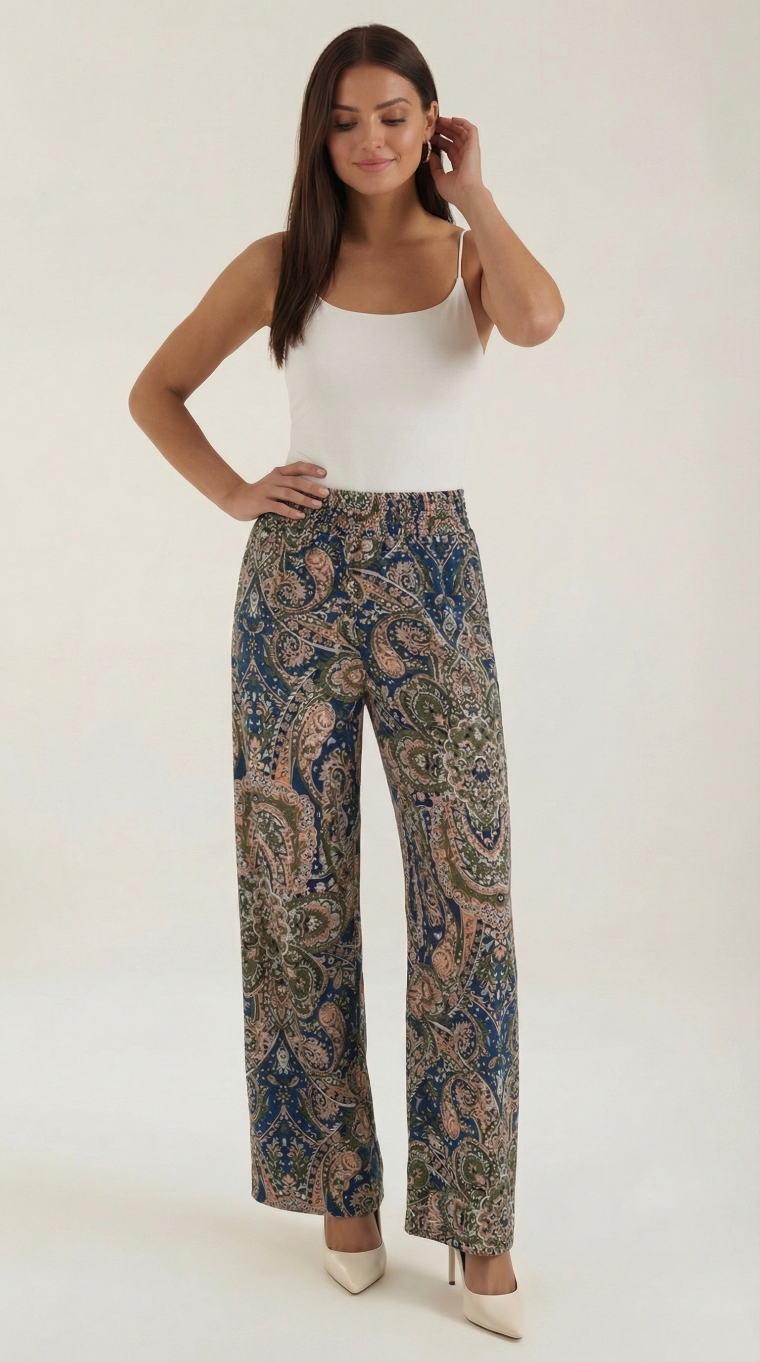 Damenhose Elegant Paisley Blumenmuster - Norvielle