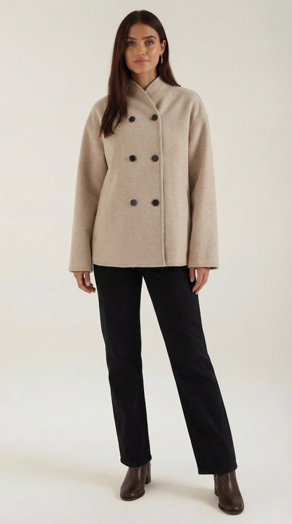 Damen Oversized Jacke Knöpfe Modern Groß - Norvielle
