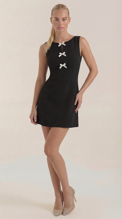 Damen Minikleid Kurz Mit Schleife - Norvielle
