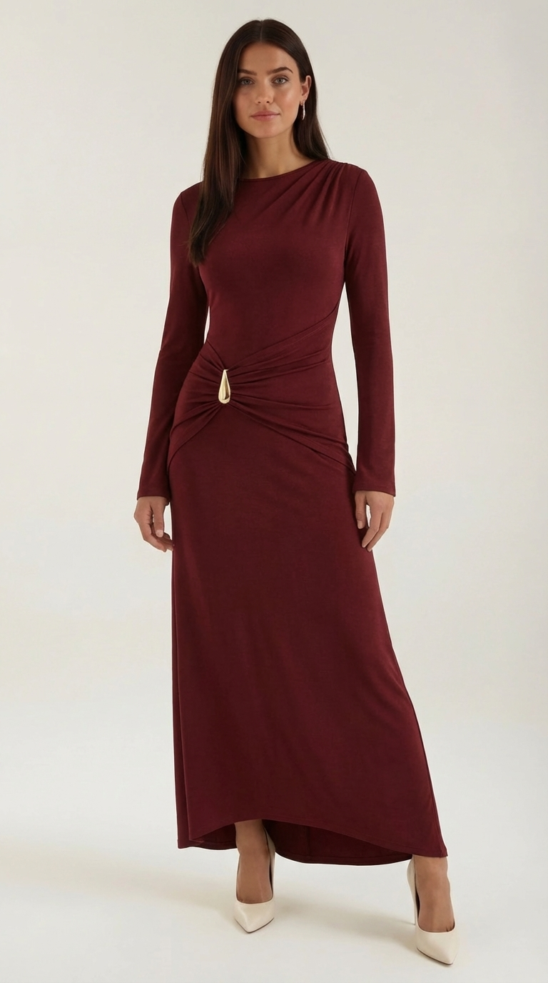 Damen Langarm Maxikleid Elegant - Norvielle