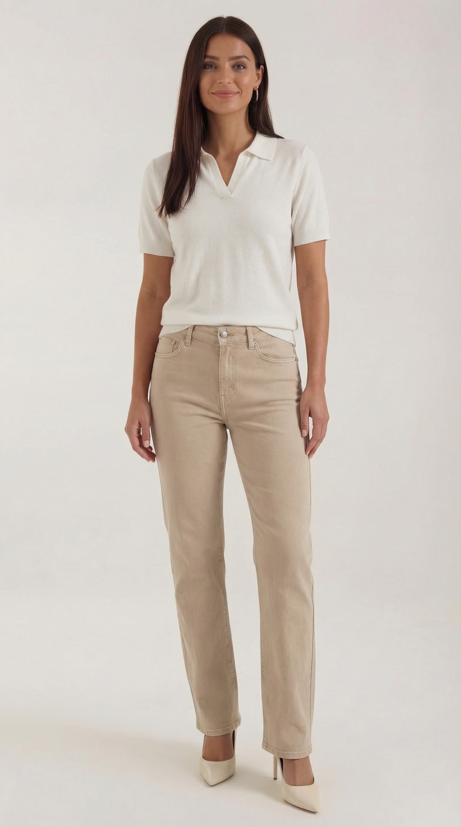 Damen Polo Kurzarmshirt Baumwolle Weiß - Norvielle