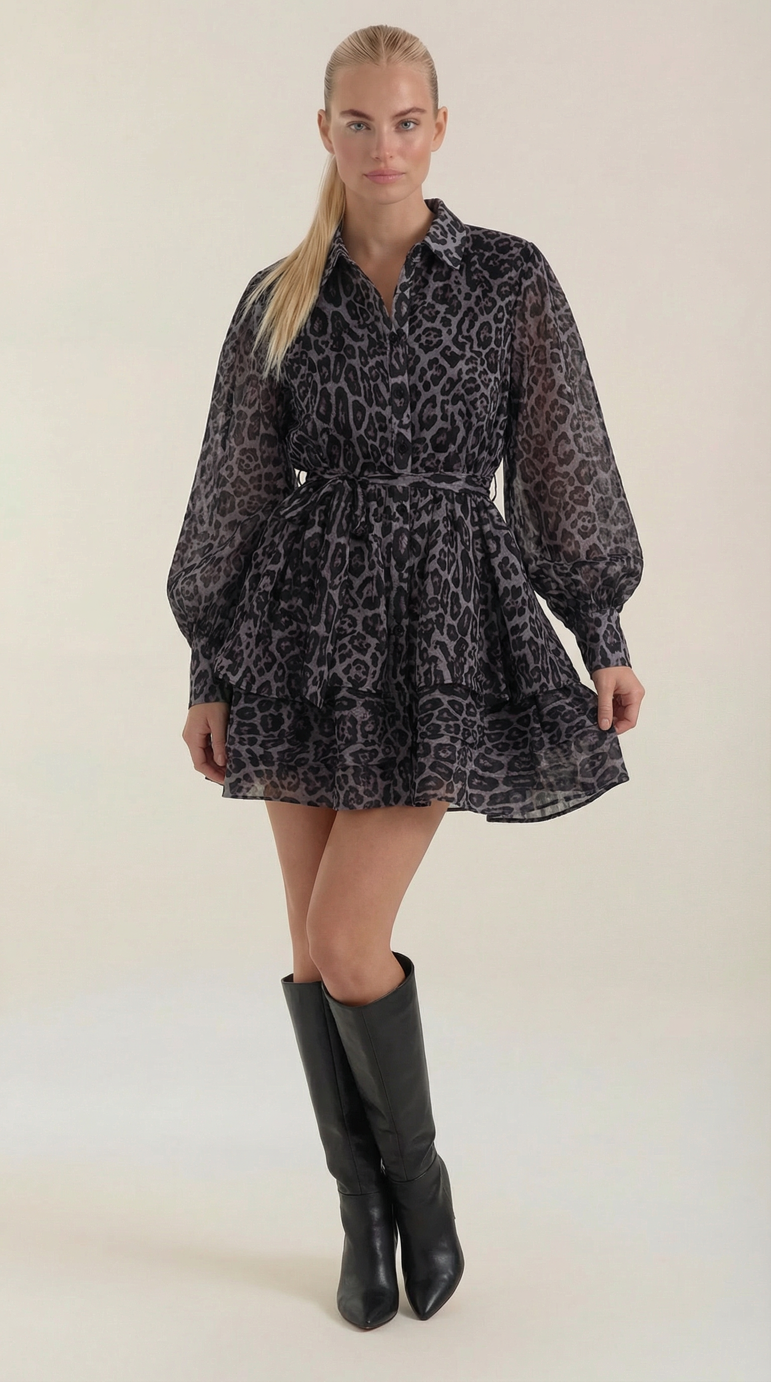 Damen Minikleid Leopardenprint Partykleid - Norvielle