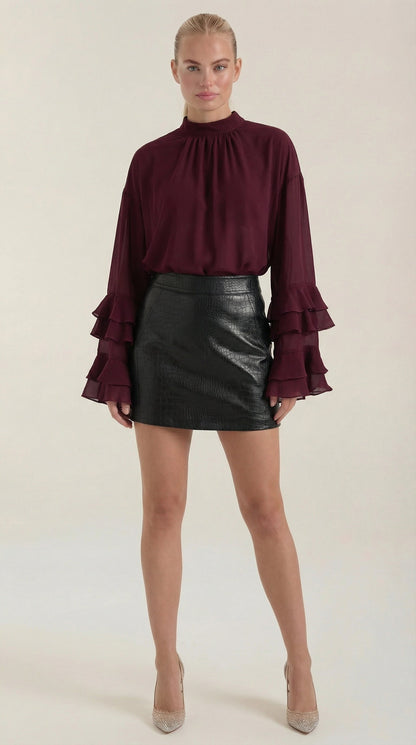 Damen A-Linie Rock Elegantes Design Schwarz - Norvielle