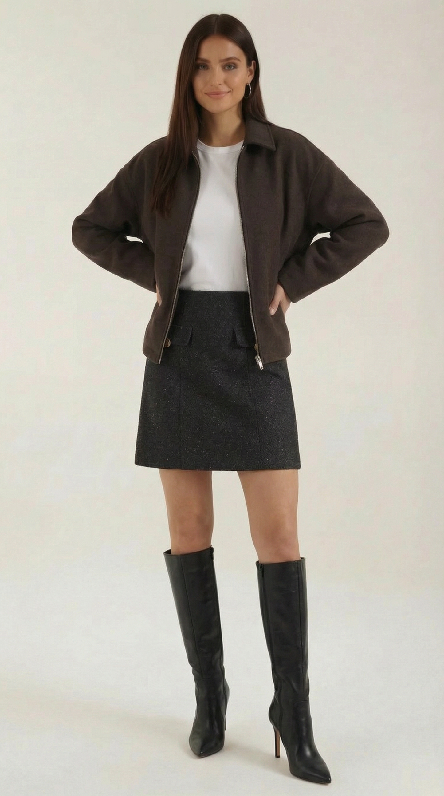 Damen Reißverschlussjacke Schwarz Modern - Norvielle