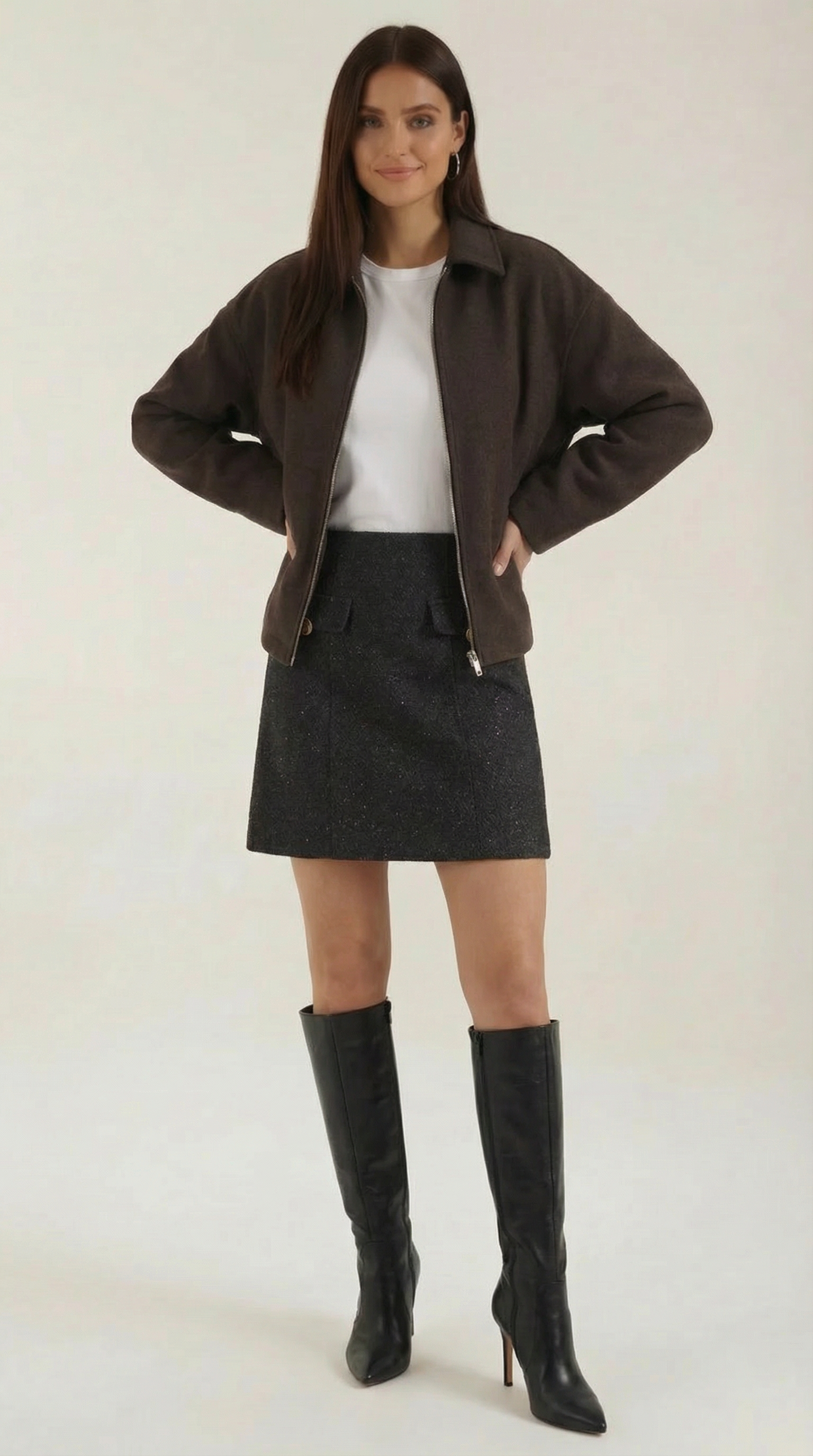 Damen Reißverschlussjacke Schwarz Modern - Norvielle