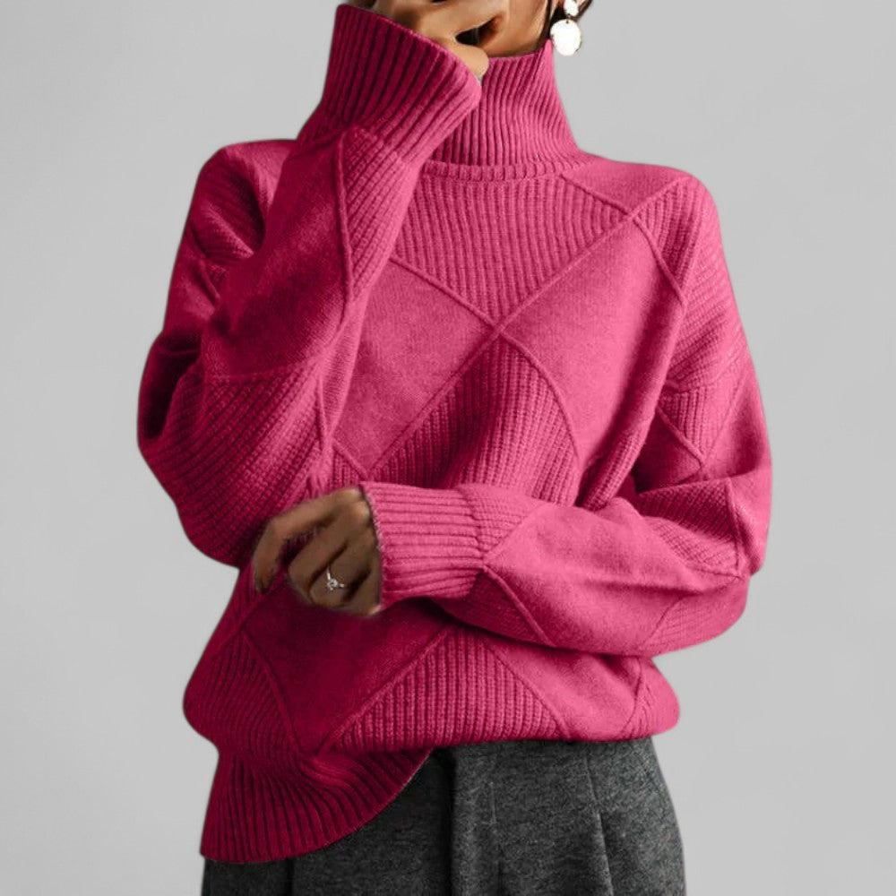 Damen Rollkragenpullover Locker Geschnitten Bequem