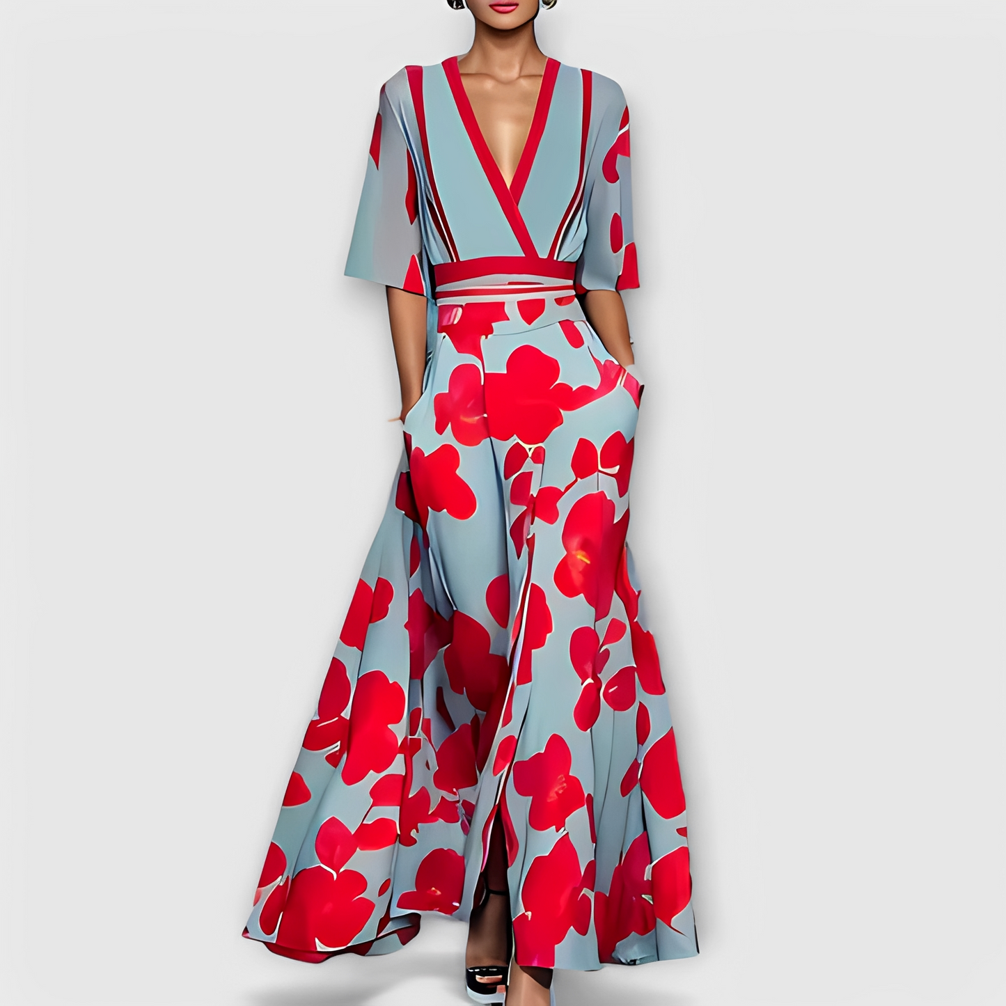Damen Sommerkleid Blumenmuster Elegant - Norvielle