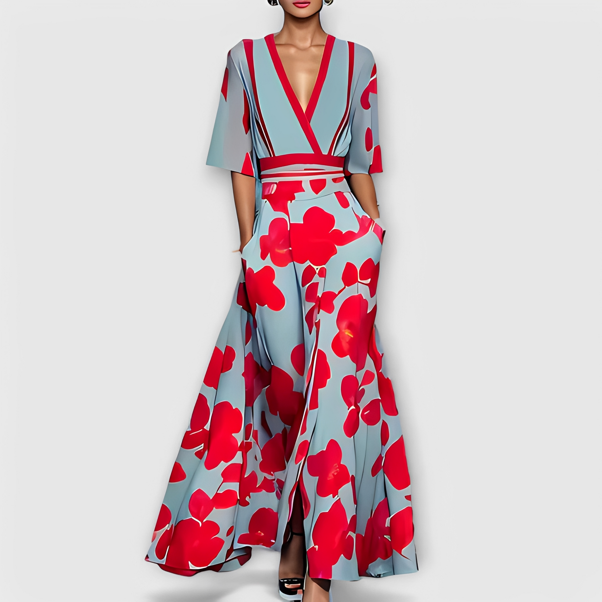 Damen Sommerkleid Blumenmuster Elegant - Norvielle