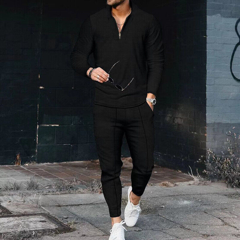 Herren Freizeit Set 2-teilig Langarmshirt Baumwolle