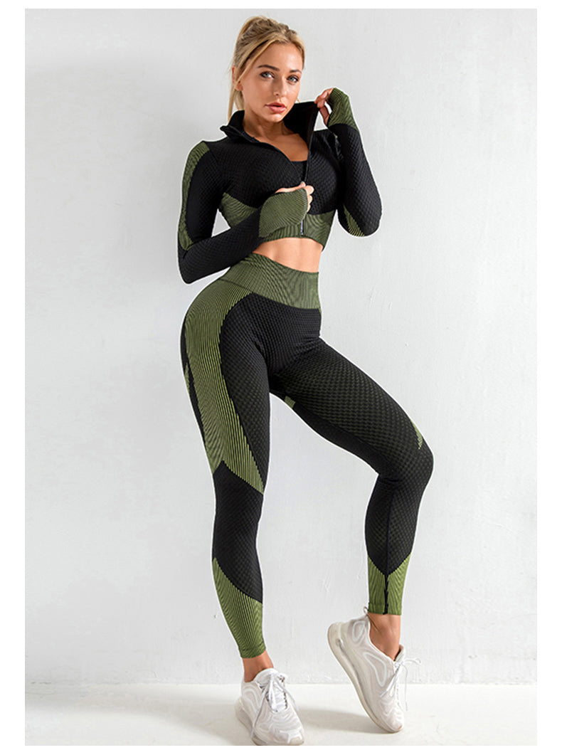 Damen High Waist Sportleggings Set Nahtlos - Norvielle