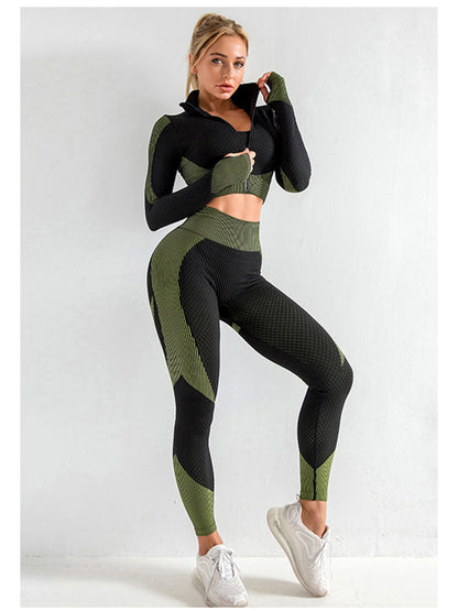 Damen High Waist Sportleggings Set Nahtlos - Norvielle