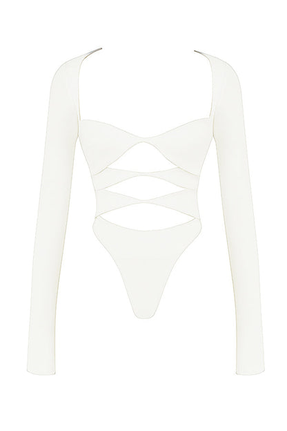 es Damen Croptop Langarm Oberteil Modern
