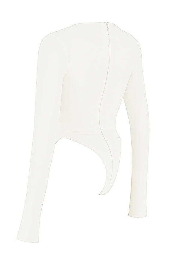 es Damen Croptop Langarm Oberteil Modern