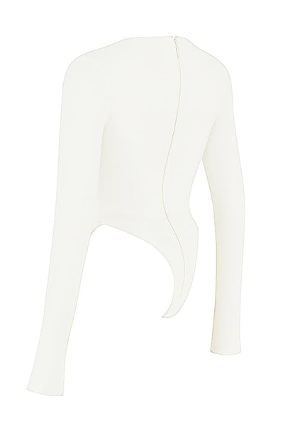 es Damen Croptop Langarm Oberteil Modern