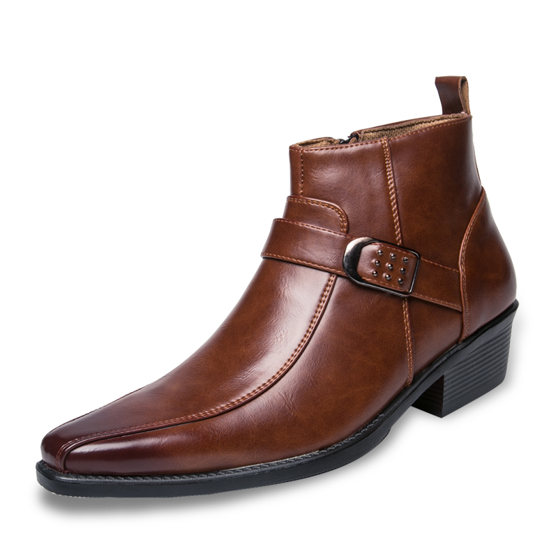 Herren Chelsea Stiefel Lederschuhe Schnürlos Schwarz - Norvielle