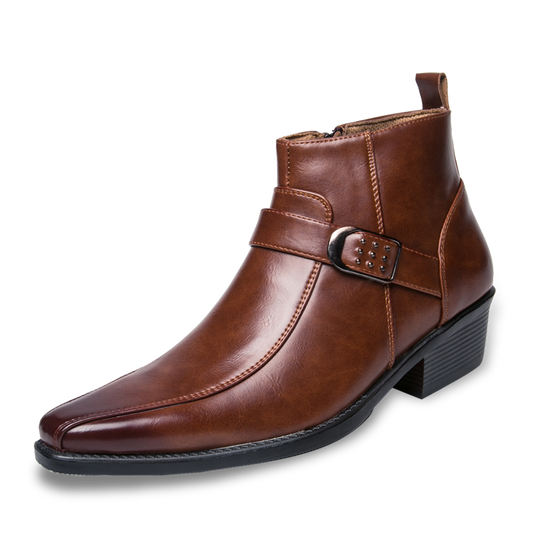 Herren Chelsea Stiefel Lederschuhe Schnürlos Schwarz - Norvielle